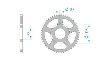 AFAM Kettensatz, MH/MOTOR HISPANIA RX 50 R, mit A420R1-G Kette