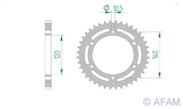 AFAM Kettensatz, KAWASAKI ZR 750 Zephyr C1, mit A525XRR Kette