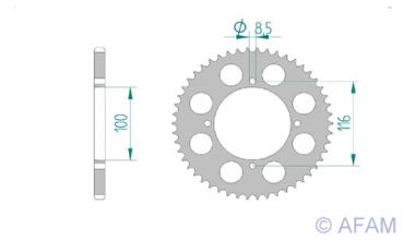 AFAM Kettensatz Alu, KAWASAKI KX 80 T2, mit A420MX2-G Kette