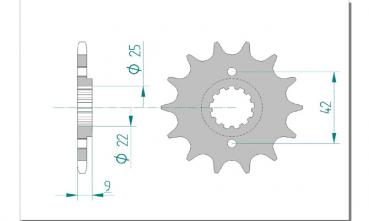 AFAM Kettensatz Alu, KAWASAKI KLX 250 S T9F, mit A520XRR3-G Kette