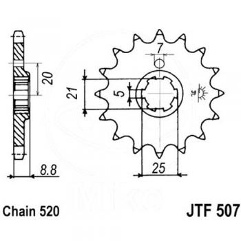 AFAM Kettensatz Alu, KAWASAKI KX 250 D1, mit A520MR2-G Kette