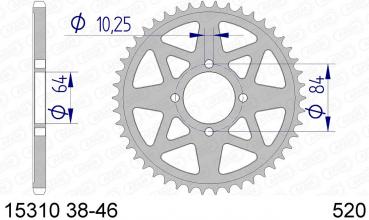 AFAM Kettensatz Alu, KAWASAKI KSF 400 KFX400 A1, mit A520XRR3-G Kette