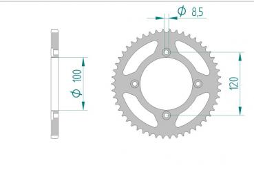 AFAM Kettensatz, BETA RR 50 Enduro, mit A420R1-G Kette