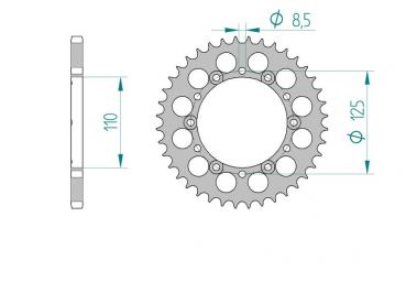 AFAM Kettensatz Alu, BETA 250 Techno, mit A520M Kette