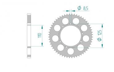 AFAM Kettensatz Alu, SHERCO 50 Enduro, mit A428MX-G Kette