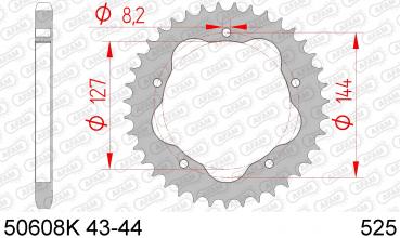 AFAM Kettensatz, DUCATI 796 Monster ABS (für Kettenradträger PCD02), mit A525XSR2-G Kette