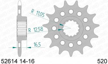 AFAM Kettensatz, DUCATI 1098 S Tricolore (für Kettenradträger PCD03), mit A520XHR2-G Kette