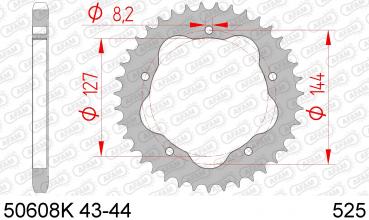 AFAM Kettensatz, DUCATI 1100 S Monster ABS (für Kettenradträger PCD02), mit A525XHR3-G Kette