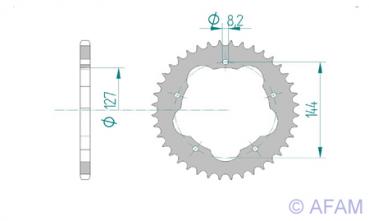 AFAM Kettensatz Alu, DUCATI 748 SPS (für Kettenradträger PCD01), mit A520XSR-G Kette