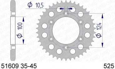 AFAM Kettensatz Alu, DUCATI 1000 S ie Monster, mit A525XHR3-G Kette