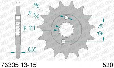 AFAM Kettensatz, KTM RC 390, mit A520XRR3-G Kette