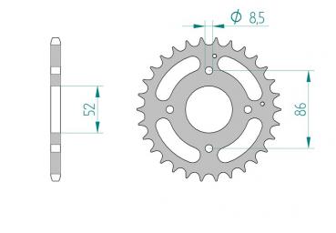 Preview: AFAM Kettensatz, KYMCO MXer 50 Quad, mit A520MR2-G-78 Kette