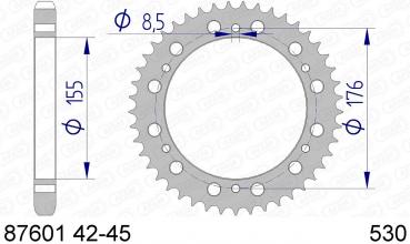 AFAM Kettensatz Alu, TRIUMPH 1050 T Speed Triple ABS, mit A530XHR2-G Kette