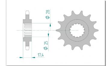 AFAM Kettensatz, VOXAN 1000 Cafe Racer, mit A525XSR2-G Kette
