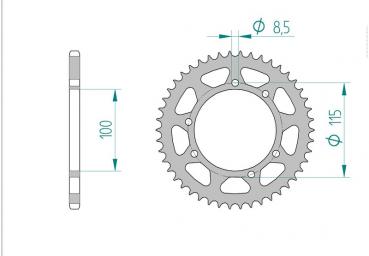 AFAM Kettensatz, MH/MOTOR HISPANIA 50 Furia, mit A420R1-G Kette