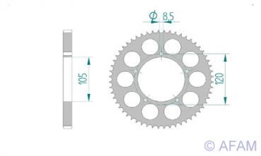 AFAM Kettensatz, SACHS (HERCULES) ZZ 125 Funbike, mit A428R1-G Kette