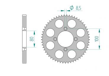 AFAM Kettensatz Alu, SCORPA SY 125 F, mit A428R1-G Kette