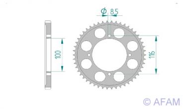 AFAM Kettensatz Alu, KAWASAKI KX 100 C1, mit A428MX-G Kette