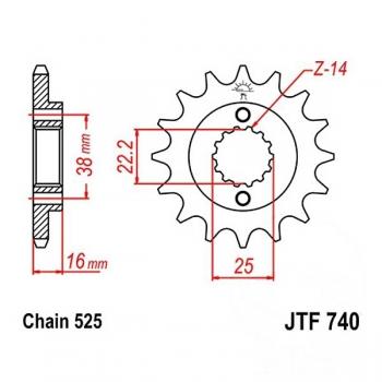 JT Ritzel 16Z Teilung 525