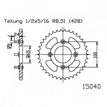 Kettenrad Stahl 41Z Teilung 428