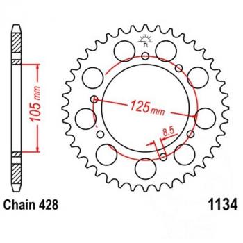 JT Kettenrad Stahl 54Z Teilung 428