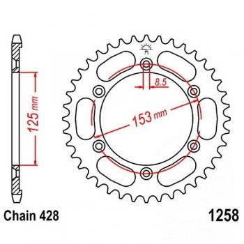 JT Kettenrad Stahl 54Z Teilung 428