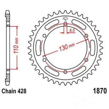 JT Kettenrad Stahl 44Z Teilung 428