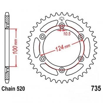 JT Kettenrad Stahl 37Z Teilung 520