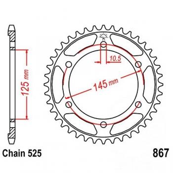 JT Kettenrad Stahl 43Z Teilung 525