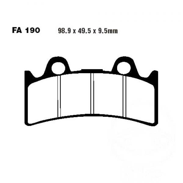 Bremsbelag EBC FA190 für Bremszange Pre Tech 6 Kolben, Bremssattel