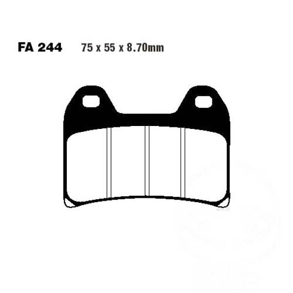 Bremsbelag EBC FA244V für Bremszange Brembo 4 Kolben 2 Stifte, Bremssattel