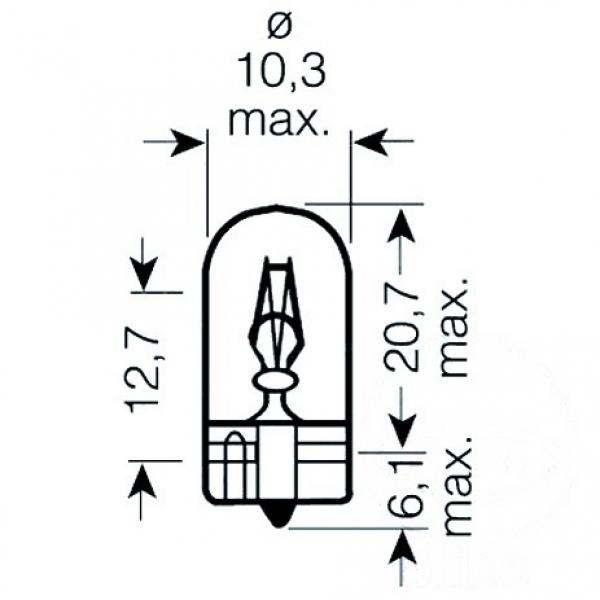 Lampe, Glühbirne 12V5W W2,1X9,5D GEL