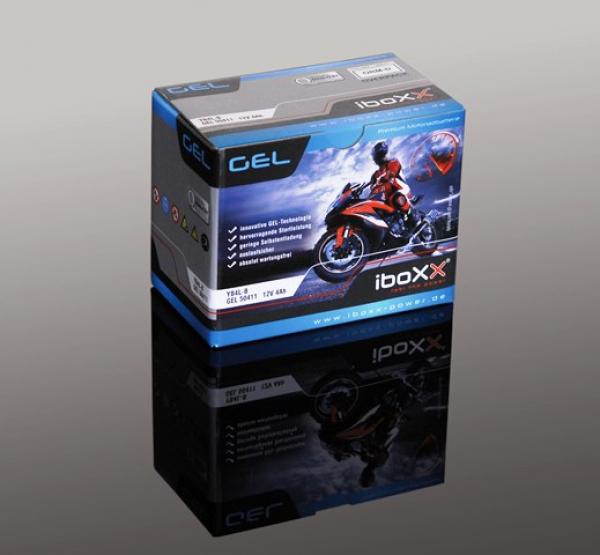 Iboxx Motorrad Gel Batterie YTX7L-BS, 12 Volt, 6 Ah, komplett geschlossen