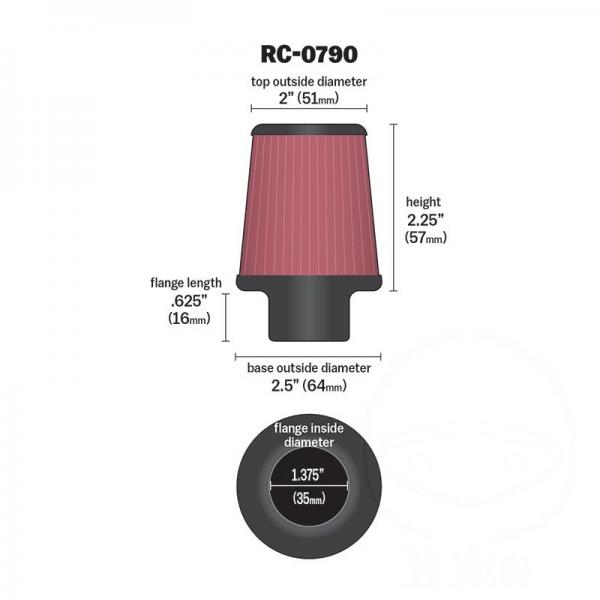 K&N Renn-Luftfilter Uni Rund-Zylinder 35mm Chromkappe RC-0790