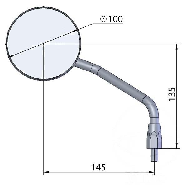 Spiegel silber links LSL Clubman, 132SC01LSI