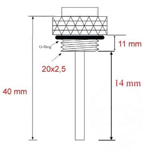 Ölthermometer, Direktmesser, 20x2.5mm