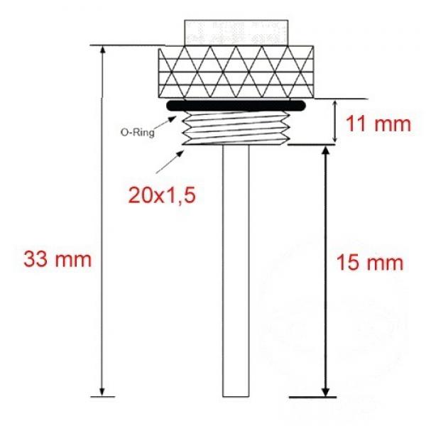 Ölthermometer, Direktmesser,  20x1.5mm