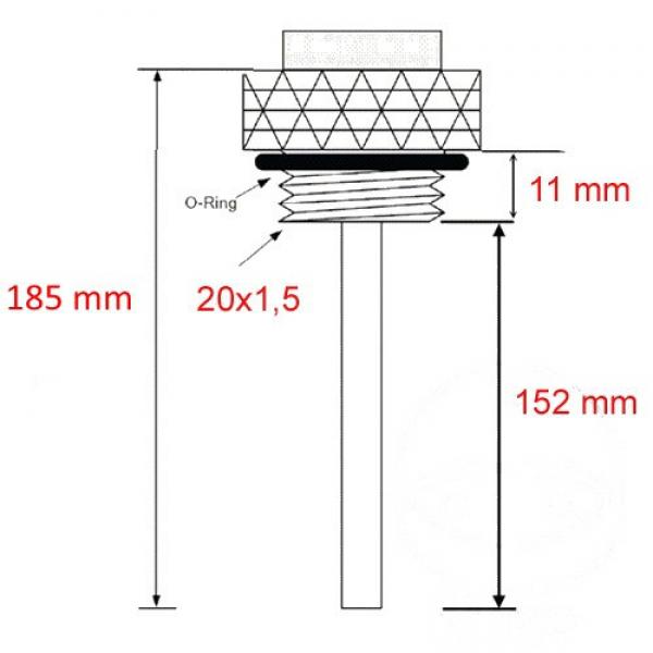 Ölthermometer, Direktmesser,  20x1.5mm