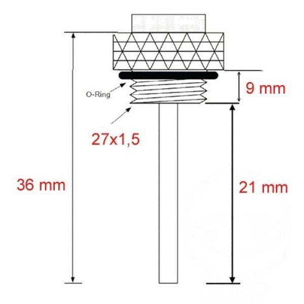 Ölthermometer, Direktmesser,  27x1.5mm