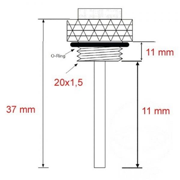 Ölthermometer, Direktmesser,  20x1.5mm