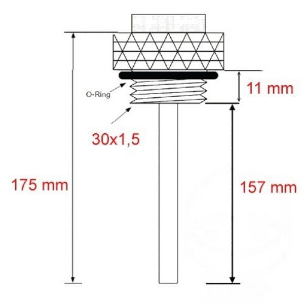 Ölthermometer, Direktmesser,  30x1.5mm