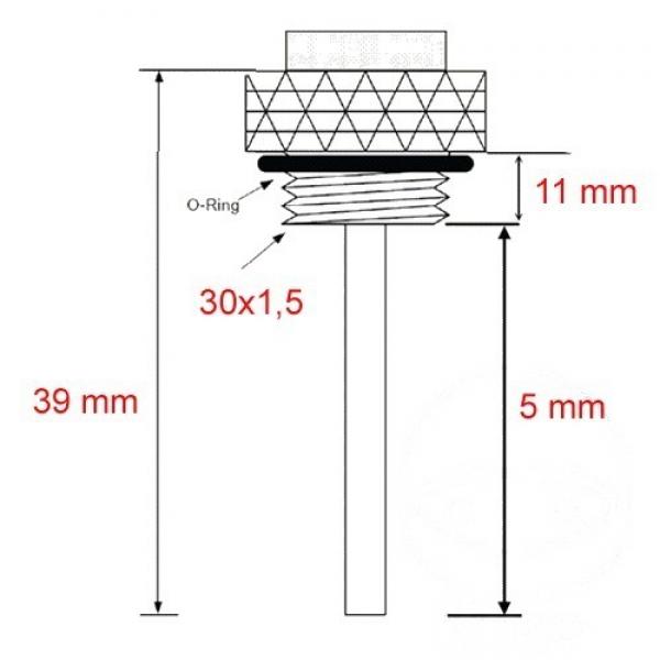 Ölthermometer, Direktmesser,  30x1.5mm