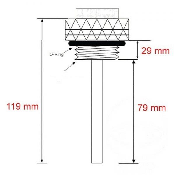 Ölthermometer, Direktmesser, Gummistopfen
