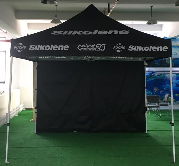 Racing Zelt, Pavillon 3x3m, Scherenzelt schwarz, inkl 2 Seitenwänden
