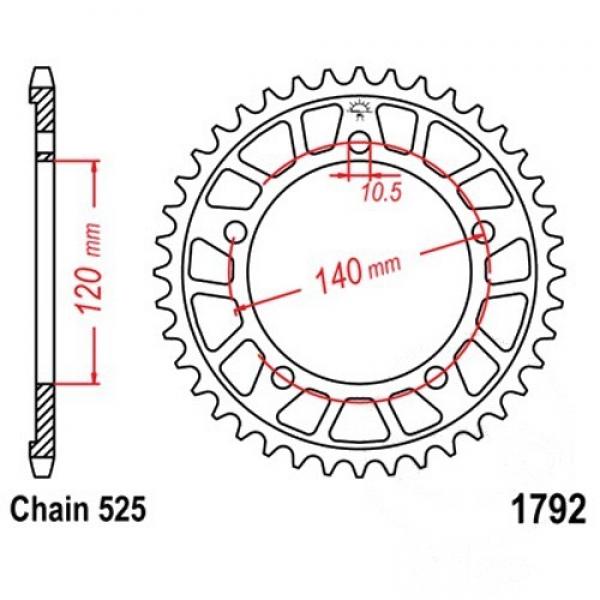 Alu Kettenrad 43 Zähne Teilung 525 silber