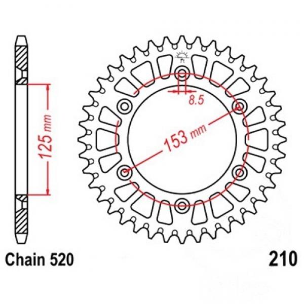 Alu Kettenrad 50 Zähne Teilung 520 silber