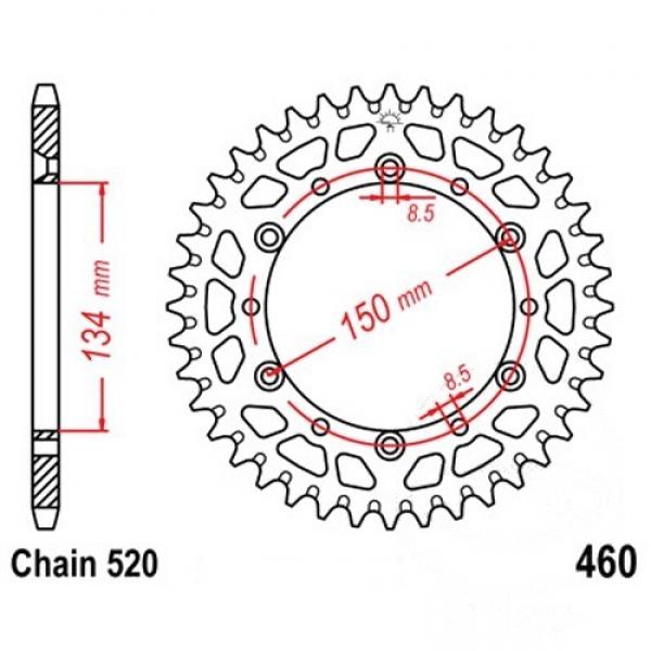 Alu Kettenrad 48 Zähne Teilung 520 silber