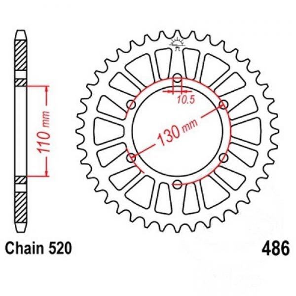 Alu Kettenrad 42 Zähne Teilung 520 silber