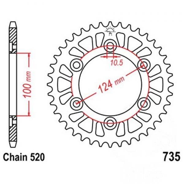 Alu Kettenrad 37 Zähne Teilung 520 silber