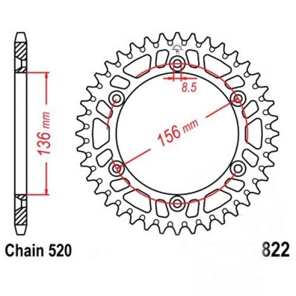 Alu Kettenrad 48 Zähne Teilung 520 silber